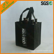 wholesale high quality reusable 6 bottle non woven wine carrier bag